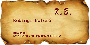 Kubinyi Bulcsú névjegykártya